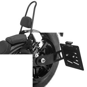 Set: Sissybar Yamaha XV 950 / R 14-20 Craftride Rider-XXL inkl. Gepäckträger schwarz + Seitlicher Kennzeichenhalter für Yamaha XV 950 / R 14-20 Craftride schwarz_1