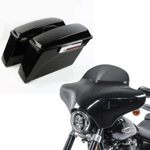 Set: Seitenkoffer für Harley Davidson Road King (FLHR/I) 94-13 schwarz Craftride + Batwing Verkleidung BD8 für Harley Davidson Road King / Classic Craftride_1