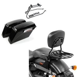 Set: Seitenkoffer Set für Harley Dyna Low Rider 08-17 DY1 Craftride + Sissybar Harley Dyna Modelle 2006-2017 Craftride Fast Driver-M Flex inkl. Gepäckträger schwarz_1