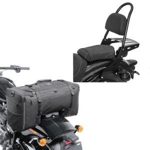 Set: Sissybar Yamaha XV 950 / R 14-20 Craftride Rider-XL inkl. Gepäckträger schwarz + Hecktasche für Yamaha XV 950 / R SQ1 Craftride 52l schwarz_1