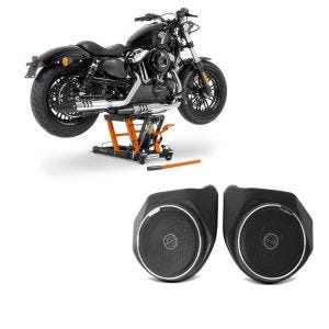 Set: Lautsprecher Kit für Harley-Davidson Road King Special 17-21 Craftride + Hebebühne Harley Davidson Road King Special ConStands Mid-Lift L in orange_1