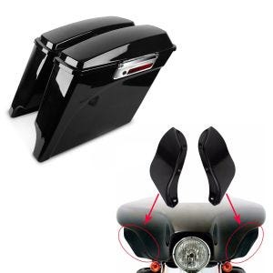 Set: Seitenkoffer Set für Harley Davidson Electra Glide Standard (FLHT) 96-10 Craftride Stretched 35Ltr schwarz + Seitlicher Windabweiser für Harley-Davidson Touring 96-13 schwarz Craftride_1