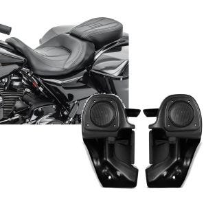 Set: Sitzbank für Harley CVO Street Glide 11-21 Komfortsitzbank Craftride CV schwarz + Beinschild mit Lautsprecher II für Harley CVO Street Glide 11-13 Craftride_1