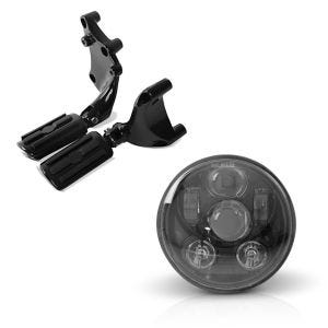 Set: Sozius Fussrasten Set mit Halter für Harley Sportster 883 Iron 14-20 BL1 Craftride + Hauptscheinwerfer LED 5,75 Zoll für Harley Sportster 883 Iron 09-20 schwarz von Craftride_1