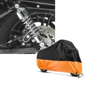 Set: Stoßdämpfer 10,5 Zoll Harley Sportster 1200 Iron 18-20 Federbeine von Craftride chrom + Abdeckplane Harley Sportster 1200 Custom / Nightster / Iron Craftride XL in schwarz-orange_1