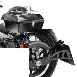 Set: Topcase für Yamaha XVS 650 A Drag Star Classic Craftride Missouri 43Ltr abschließbar + Seitlicher Kennzeichenhalter für Yamaha XVS 650-1100 Drag Star 96-07 Craftride schwarz_1
