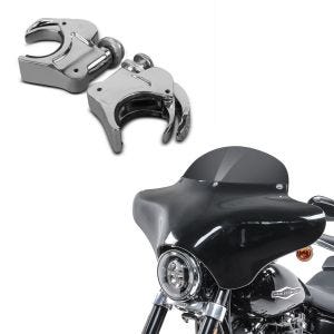 Set: Batwing Verkleidung BD8 für Harley Davidson Dyna Switchback / Wide Glide Craftride + Windschild Klammern 49mm Harley Davidson Dyna Wide Glide 06-17 Windschutzscheiben chrom Craftride_1