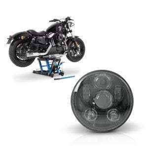 Set: Hebebühne Harley Davidson Sportster Forty-Eight 48 Motorradheber ConStands Mid-Lift L in blau + Hauptscheinwerfer LED 5,75 Zoll für Harley Sportster Forty-Eight 48 10-20 schwarz von Craftride_1