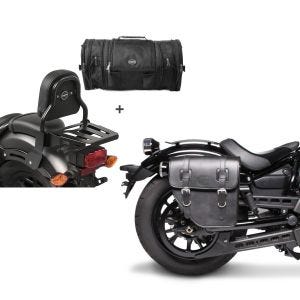 Set: Sissybar XS3 + Hecktasche RB1 für Honda Rebel 500 17-21 mit Gepäckträger Craftride + Satteltasche Honda Rebel 500 Texas Craftride 10Ltr rechts in schwarz_1