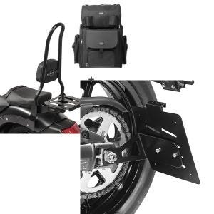 Set: Sissybar XL3 + Hecktasche für Kawasaki Vulcan S / Café 15-20 mit Gepäckträger Craftride + Kennzeichenhalter seitlich M für Kawasaki Vulcan S / Café 15-21 schwarz Craftride_1