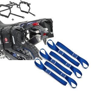 Set: Satteltaschen Set WP8 für Honda Africa Twin Adventure Sports 1100 20-21 mit Kofferträger Bagtecs + Zurrschlaufen für Spanngurte, 6er Mega Pack Blau_1