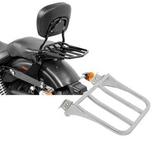 Set: Sissybar Harley Dyna Modelle 2006-2017 Craftride Fast Driver-M Flex inkl. Gepäckträger schwarz + Gepäckträger für Harley Dyna Super Glide Custom 06-15 chrom Craftride_1