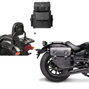 Set: Sissybar XS3 + Hecktasche für Honda Rebel 500 17-21 mit Gepäckträger Craftride + Satteltasche Honda Rebel 500 Texas Craftride 10Ltr rechts in schwarz_1