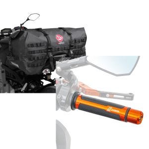 Set: Hecktasche für KTM 790 / 390 / 125 Duke Bagtecs SX70 70Ltr schwarz + Lenkergriffe für KTM 790 / 390 / 125 Duke Zaddox LG4 orange_1