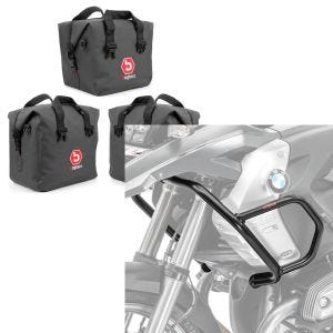 Set: Innentaschen für Aluminium Koffer + Topcase für BMW R 1200 GS/ Adventure 04-18 BAgtecs + Verkleidungsschutzbügel L für BMW R 1200 GS 08-12 Tank-Sturzbügel oben_1