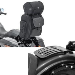 Set: Sissybar Tasche für Yamaha XV 950 / R / Racer Hecktasche Craftride SXL mit Gepäckrolle + Gepäckträger für Yamaha XV 950 / R 14-20 Solo Rack L1 Gepäckbrücke Craftride_1