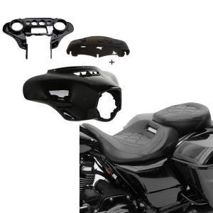 Sett: Batwing fairing komplett sett egnet for CVO Street Glide 14-24 Craftride + sete egnet for CVO Street Glide 11-24 Craftride RH3 svart