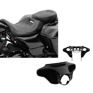 Set: Sitzbank für Harley CVO Street Glide 11-21 Craftride RH3 schwarz + Batwing Verkleidung für Harley Davidson CVO Street Glide 11-13 Craftride Innen und Aussen schwarz_1