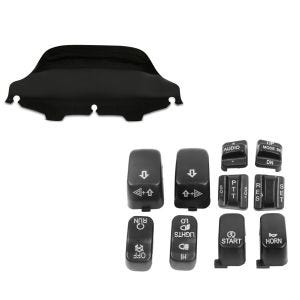 Set: Windschild Wave 8" für Harley-Davidson Electra-Street Glide 96-13 schwarz Craftride + Lenkerschalter Set Harley Davidson Electra Glide Ultra Classic 96-13 schwarz Craftride_1