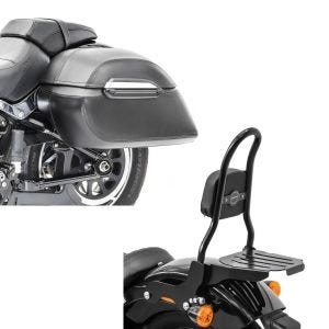 Set: Seitenkoffer Set Harley Softail Street Bob Craftride K3 33Ltr in schwarz + Sissybar Harley Davidson Softail 18-21 Craftride Fast Rider-M inkl. Gepäckträger schwarz_1