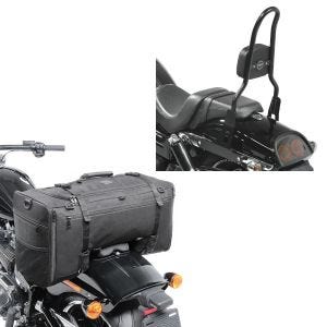 Set: Sissy Bar CSL Fix für Harley Dyna Fat Bob 10-17 schwarz Craftride + Hecktasche für Harley Dyna Fat Bob SQ1 Craftride 52l schwarz_1