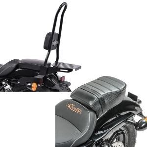 Set: Sissy Bar CSXL Fix für Harley Sportster 883 Iron 09-20 mit Gepäckträger schwarz Craftride + Sozius Sitz mit Polsterung für Harley Sportster Forty-Eight 48/ 883 Iron Craftride_1