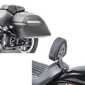 Set: Seitenkoffer Set Harley Softail Street Bob Craftride K3 33Ltr in schwarz + Fahrer Sissybar für Harley Davidson Softail Street Bob 18-21 Fahrer Rückenlehne Craftride_1