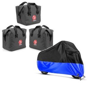 Set: Innentaschen für Aluminium Koffer + Topcase für BMW R 1200 GS Rallye 17-18 BAgtecs + Abdeckplane BMW R 1200 GS Adventure / Exclusive / Rallye Craftride XXL in schwarz-blau_1