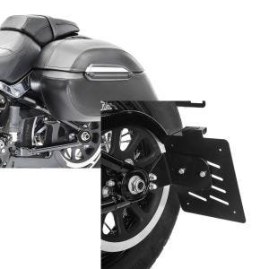 Set: Seitenkoffer Set Harley Softail Street Bob Craftride K3 33Ltr in schwarz + Seitlicher Kennzeichenhalter für Harley Davidson Softail 18-21 Craftride schwarz_1