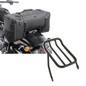 Set: Hecktasche für Harley Sportster 1200 Nightster SQ1 Craftride 52l schwarz + Gepäckträger Rear Rack für Harley Davidson Sportster 2007-2020 schwarz Craftride_1