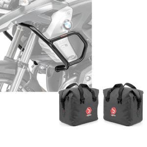 Set: Verkleidungsschutzbügel L für BMW R 1200 GS 08-12 Tank-Sturzbügel oben + Aluminium Koffer Innentasche für BMW R 1200 GS / Adventure 04-18 rechts und links Bagtecs_1