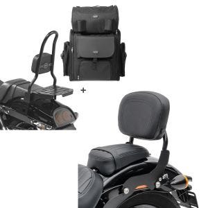 Set: Sissy Bar CSL Fix + Hecktasche XL für Harley Dyna Fat Bob 10-17 mit Gepäckträger schwarz Craftride + Sissy Bar für Harley Fat Bob 10-17 schwarz CXS Craftride_1