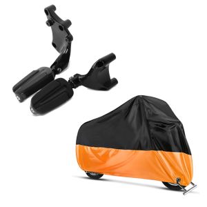 Set: Sozius Fußrasten für Harley Sportster 1200 Iron 18-20 Craftride mit Halter in schwarz + Abdeckplane Harley Sportster 1200 Custom / Nightster / Iron Craftride XL in schwarz-orange_1