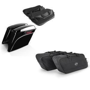 Set: Seitenkoffer Stretched LB für Harley Davidson Road King 94-13 mit Innentaschen schwarz + Koffer Innentaschen für Harley Road King 94-21 Craftride BG1 Paar_1