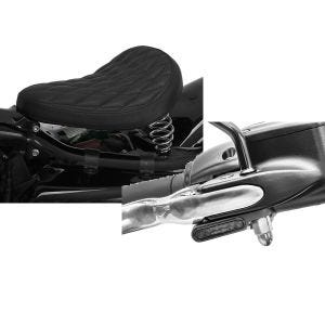Set: Solo Federsattel für Harley Davidson Sportster Forty-Eight 48 / Special BR11 Craftride + LED Lenkerblinker für Harley Davidson Sportster Forty-Eight 48 / Special Lumitecs Blinker M2 getönt_1