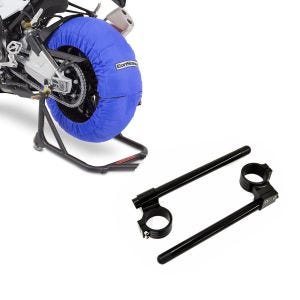 Set: Reifenwärmer Set für Yamaha YZF-R6 YZF-R1 ConStands Laguna Seca 60-80°C blau + Stummellenker 50mm für Yamaha YZF-R1 98-19 Lenker Erhöhung_1
