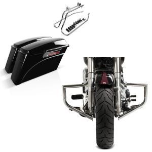Set: Set mit Seitenkoffer und Kofferträger CR für Harley Fat Boy 90-17 LB Craftride + Sturzbügel für Harley Davidson Fat Boy 00-17 Craftride ST1 chrom_1