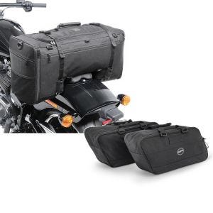 Set: Hecktasche für Harley Road King / Classic SQ1 Craftride 52l schwarz + Koffer Innentaschen für Harley Road King 94-21 Craftride BG1 Paar_1
