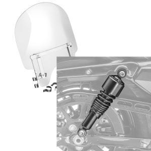 Set: Windschild für Harley-Davidson Sportster 883 88-10 Craftride + Stossdämpfer 10,5" für Harley Sportster 883 Tieferlegung schwarz Craftride_1