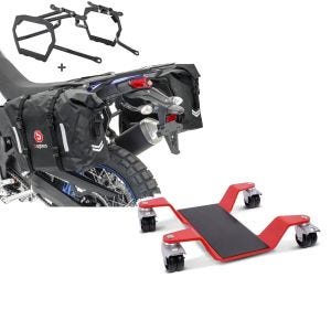 Set: Satteltaschen Set WP8 für BMW R 1200 GS 04-12 mit Kofferträger Bagtecs + Rangierhilfe 400 kg für BMW R 1200 GS / Adventure Rangierplatte Rot_1
