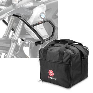 Set: Verkleidungsschutzbügel L für BMW R 1200 GS 08-12 Tank-Sturzbügel oben + Innentasche Aluminium Topcase für BMW R 1250 GS / 1200 GS /Adventure 04-21 Alukoffer Bagtecs MT1_1