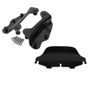 Set: 4-Punkt-Montagekit für Harley Davidson Touring Modelle 2009-2013 schwarz Craftride + Windschild Wave 8" für Harley CVO Street Glide 11-13 schwarz Craftride_1