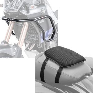 Set: Verkleidungsschutzbügel für Yamaha Tenere 700 19-21 Motoguard Tank-Sturzbügel oben + Gel Sitzkissen Yamaha Tenere 700 Komfortkissen S Tourtecs schwarz_1