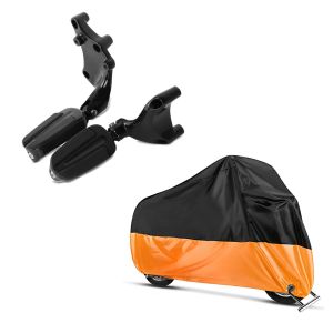 Set: Sozius Fußrasten für Harley Sportster Forty-Eight 48 Special 18-20 Craftride mit Halter in schwarz + Abdeckplane Harley Sportster Forty-Eight 48 / Special Craftride XL in schwarz-orange_1