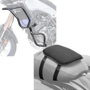 Set: Sturzbügel Set für Yamaha Tenere 700 19-21 oben und unten Schutzbügel + Gel Sitzkissen Yamaha Tenere 700 Komfortkissen S Tourtecs schwarz_1