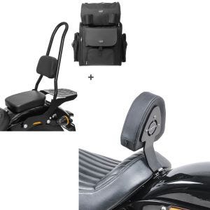 Set: Sissybar CSXL + Hecktasche für Harley Softail Street Bob 18-21 abnehmbar mit Gepäckträger Craftride + Fahrer Sissybar für Harley Davidson Softail Street Bob 18-21 Fahrer Rückenlehne Craftride_1