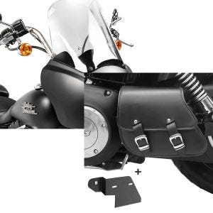Set: Verkleidung MG5 für Harley Davidson Dyna Street Bob 06-17 schwarz matt-klar Craftride + Schwingentasche + Halter für Harley Dyna Street Bob 06-17 Craftride_1