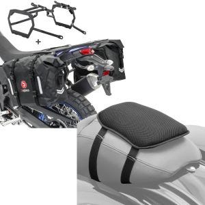 Set: Satteltaschen Set WP8 für Yamaha Tenere 700 19-21 mit Kofferträger Bagtecs + Gel Sitzkissen Yamaha Tenere 700 Komfortkissen S Tourtecs schwarz_1