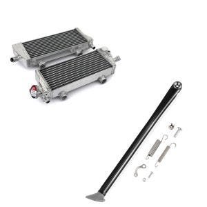 Set: Kühler Radiator für KTM EXC / -R 400 / 450 / 500 / 530 4-Takt 2008-2016 Nomud 4-Takt Paar rechts und links + Seitenständer für KTM 500 / 450 EXC 11-16 Xdure schwarz_1