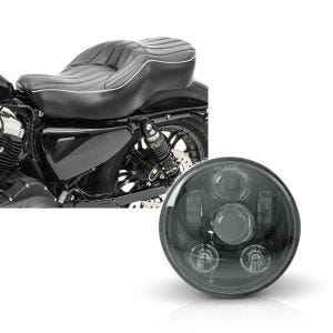 Set: Doppel Sitzbank für Harley Sportster 883 Iron 09-20 VM2 Sitz Craftride + Hauptscheinwerfer LED 5,75 Zoll für Harley Sportster 883 Iron 09-20 schwarz von Craftride_1